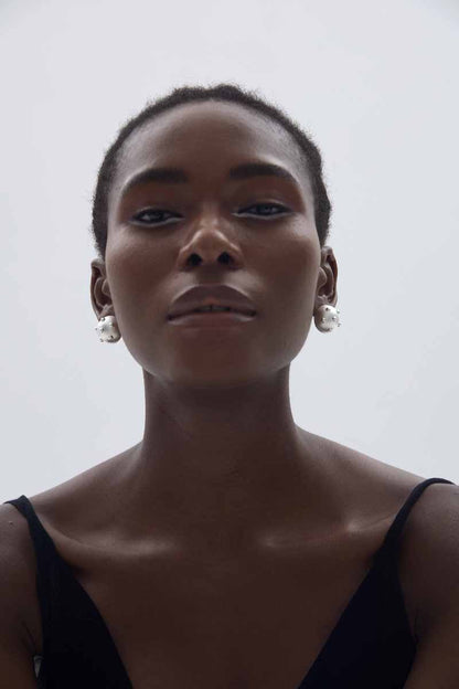 💚Chunky Jewelry Electroforming Lady's Modern Geometry Round Ball with Rivet S999 Sterling Silver Huge Stud Earrings