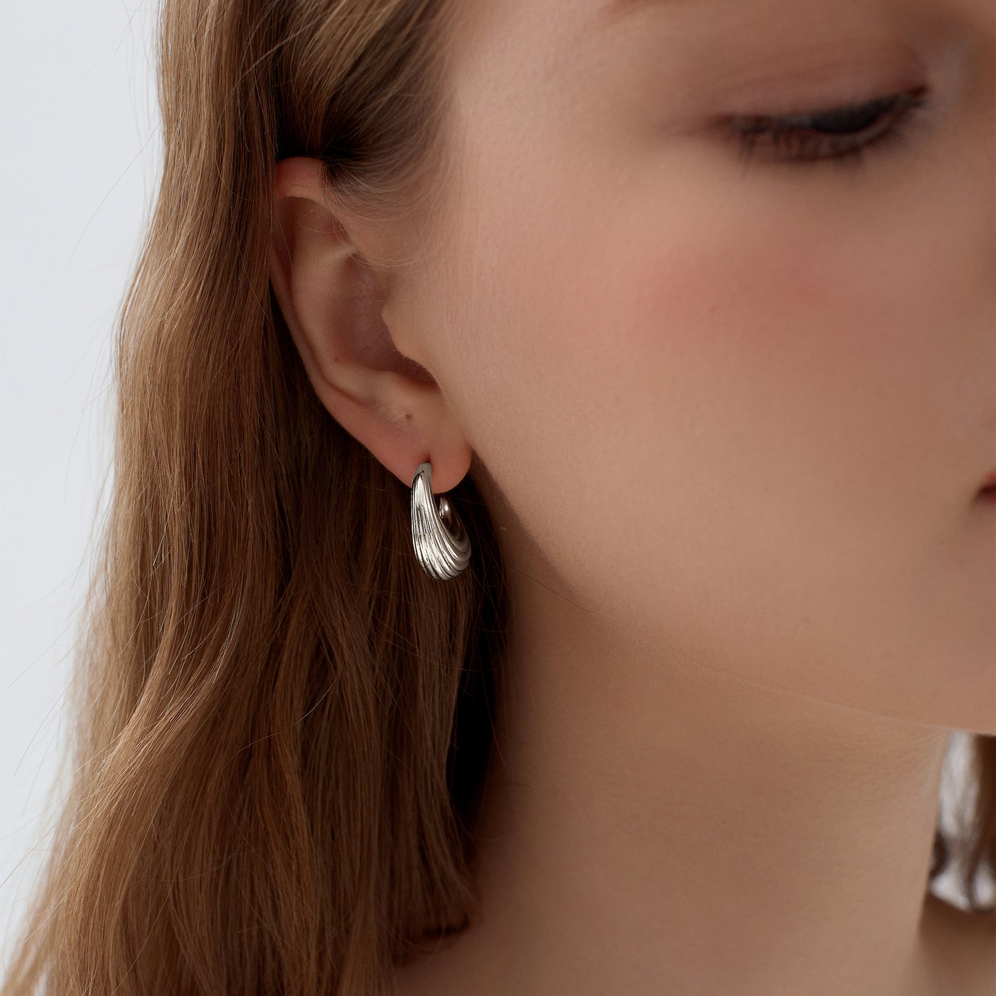 🍎Electroforming Fashion Irregular Strip Pattern Large Light Bold Look Exaggerated Jewelry 999 Sterling Silver Hoop  Earrings