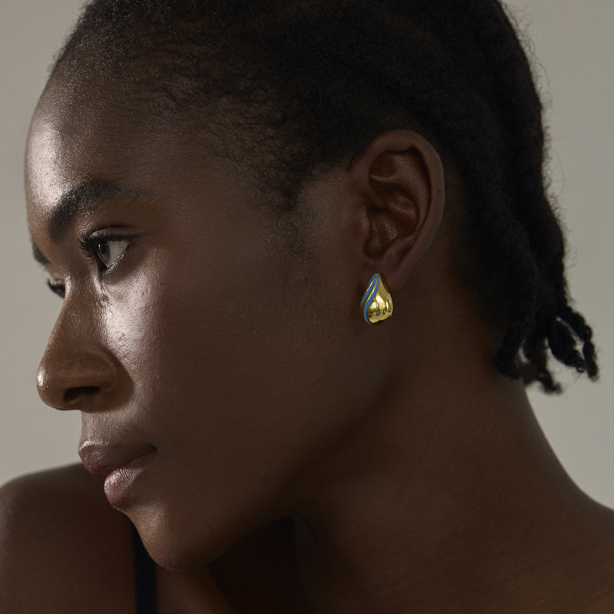 Elegant Gold & Blue Teardrop Earrings – Lightweight 999 Silver Electroformed Design