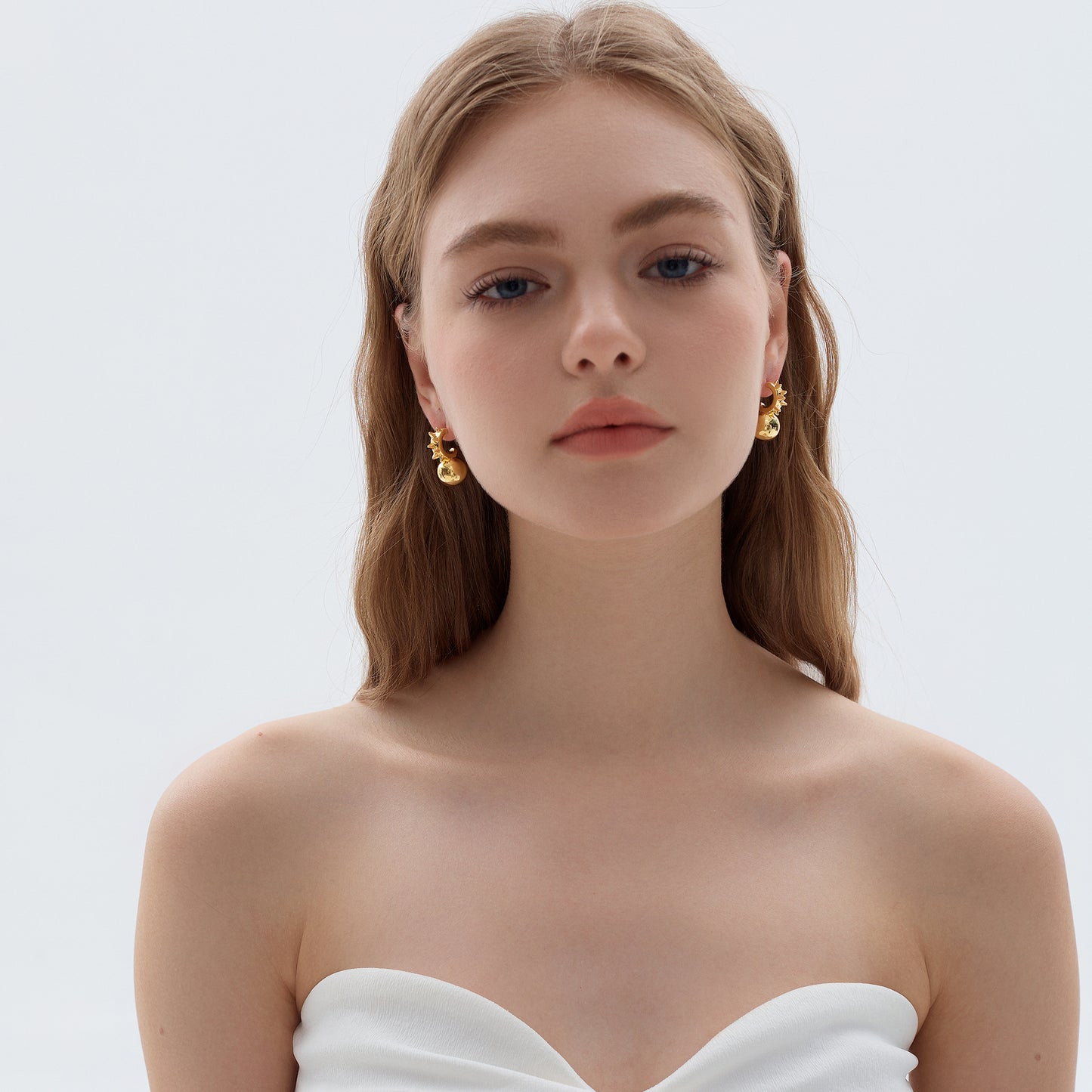 🍒Fashion Jewelry Chunky Electroforming Hollow Light Large Round Ball 999 Sterling Silver Statement  Stud  Earrings