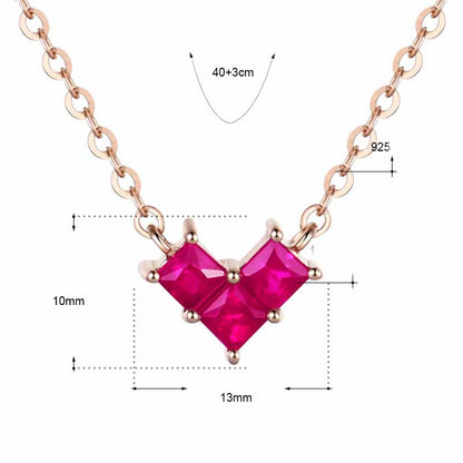 2019 New Square CZ Heart Love 925 Sterling Silver Necklace