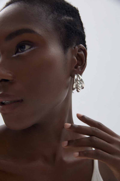 🩷Geometry Round Three Twisted Tube S999 Sterling Silver Huggie Hoop Earrings (Pre-Sale)