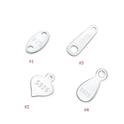 Simple Oval Heart Waterdrop 925 Sterling Silver DIY Charm