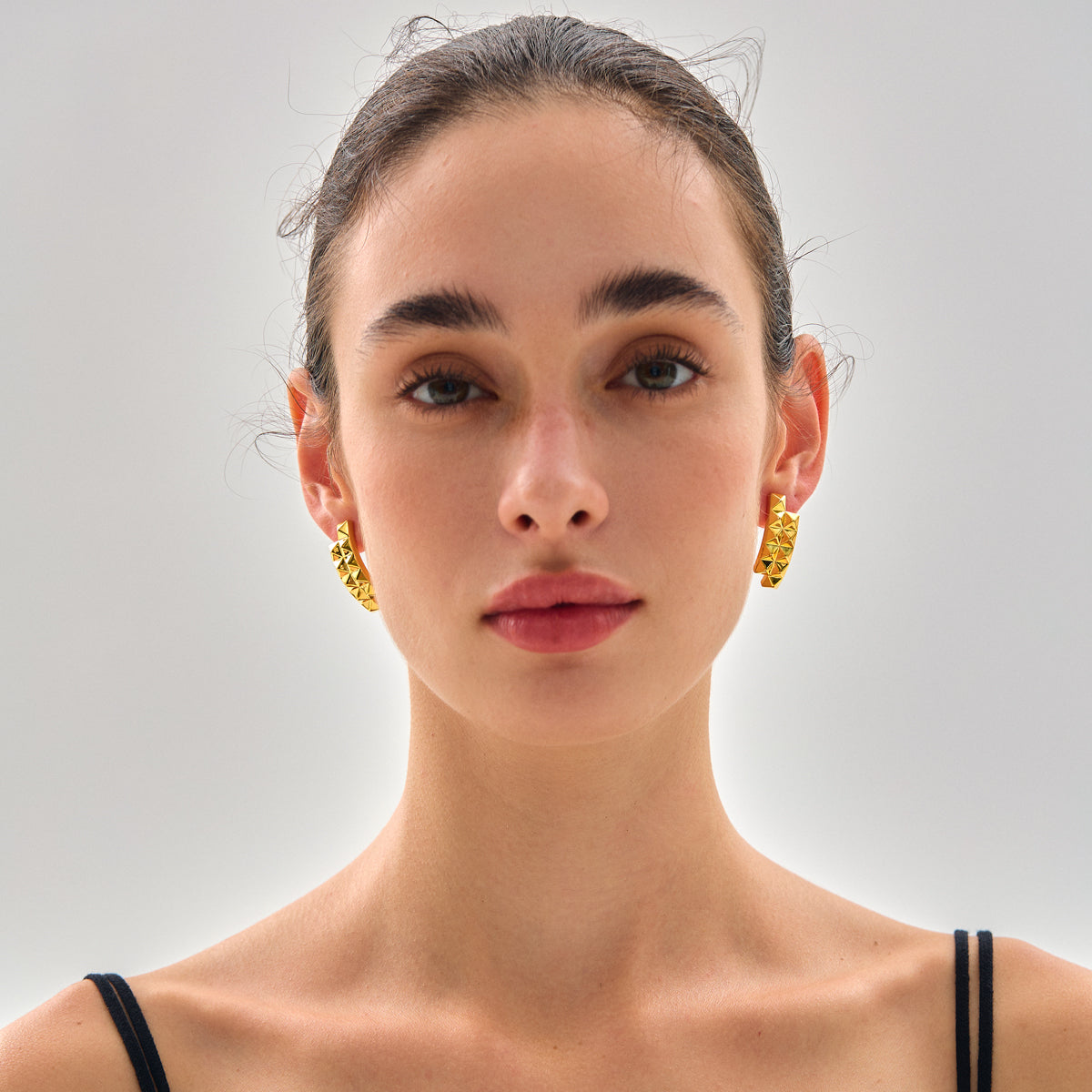 💎Trendy Women Daily Fashion Statement Electroforming Bold 999 Pure Silver Geometry Irregular Square Rivet Chunky Earrings