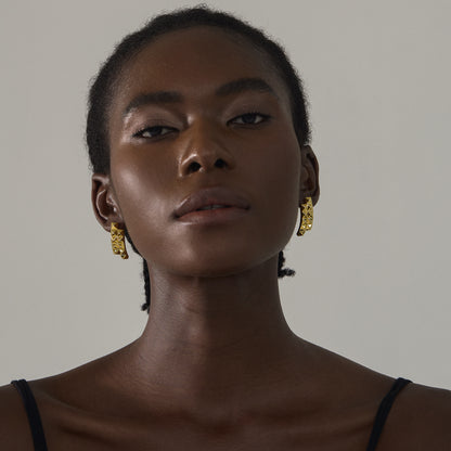 💎Trendy Women Daily Fashion Statement Electroforming Bold 999 Pure Silver Geometry Irregular Square Rivet Chunky Earrings