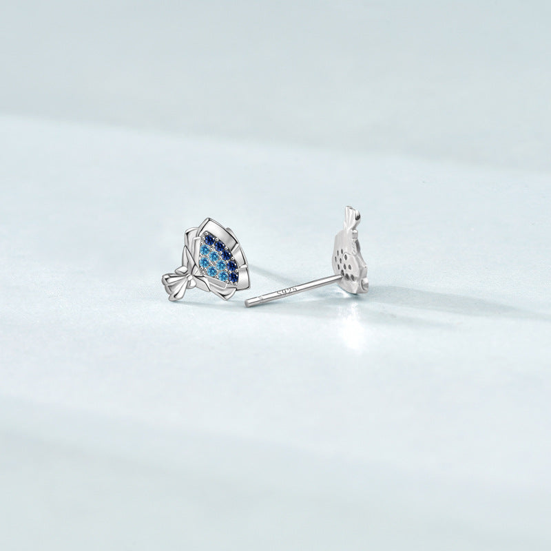 Elegant Blue Cubic Zirconia Flower Bouquet Earrings – 925 Silver