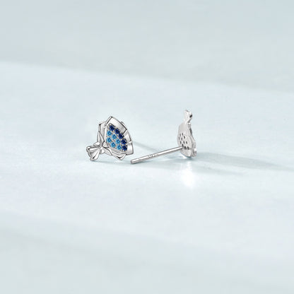Elegant Blue Cubic Zirconia Flower Bouquet Earrings – 925 Silver