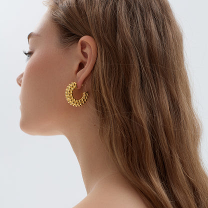 💎Electroforming Chunky Hollow Large Light Bold Look Exaggerated Jewelry 999 Sterling Silver Round Hoop Statement Earrings (Pre-Sale)