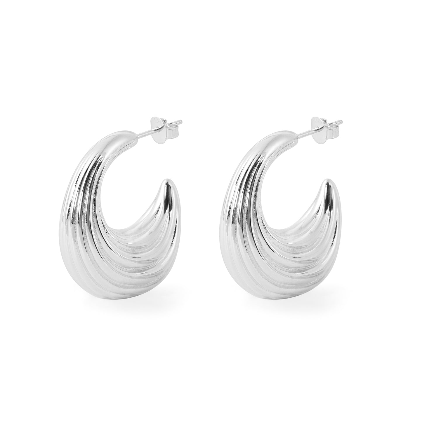 🍷Fashion Jewelry Chunky Electroforming Irregular Pattern 999 Sterling Silver Large Statement Hoop Earrings