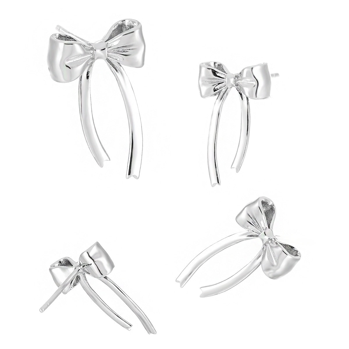 💙Women Minimalist French Style Elegant Bowknot Tassel Design S925 Sterling Silver Drop Earrings