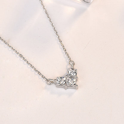 2019 New Square CZ Heart Love 925 Sterling Silver Necklace