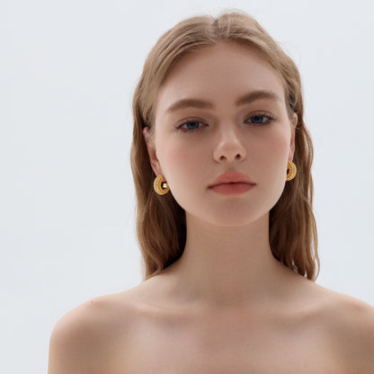 🍎Electroforming Fashion Irregular Strip Pattern Large Light Bold Look Exaggerated Jewelry 999 Sterling Silver Hoop  Earrings