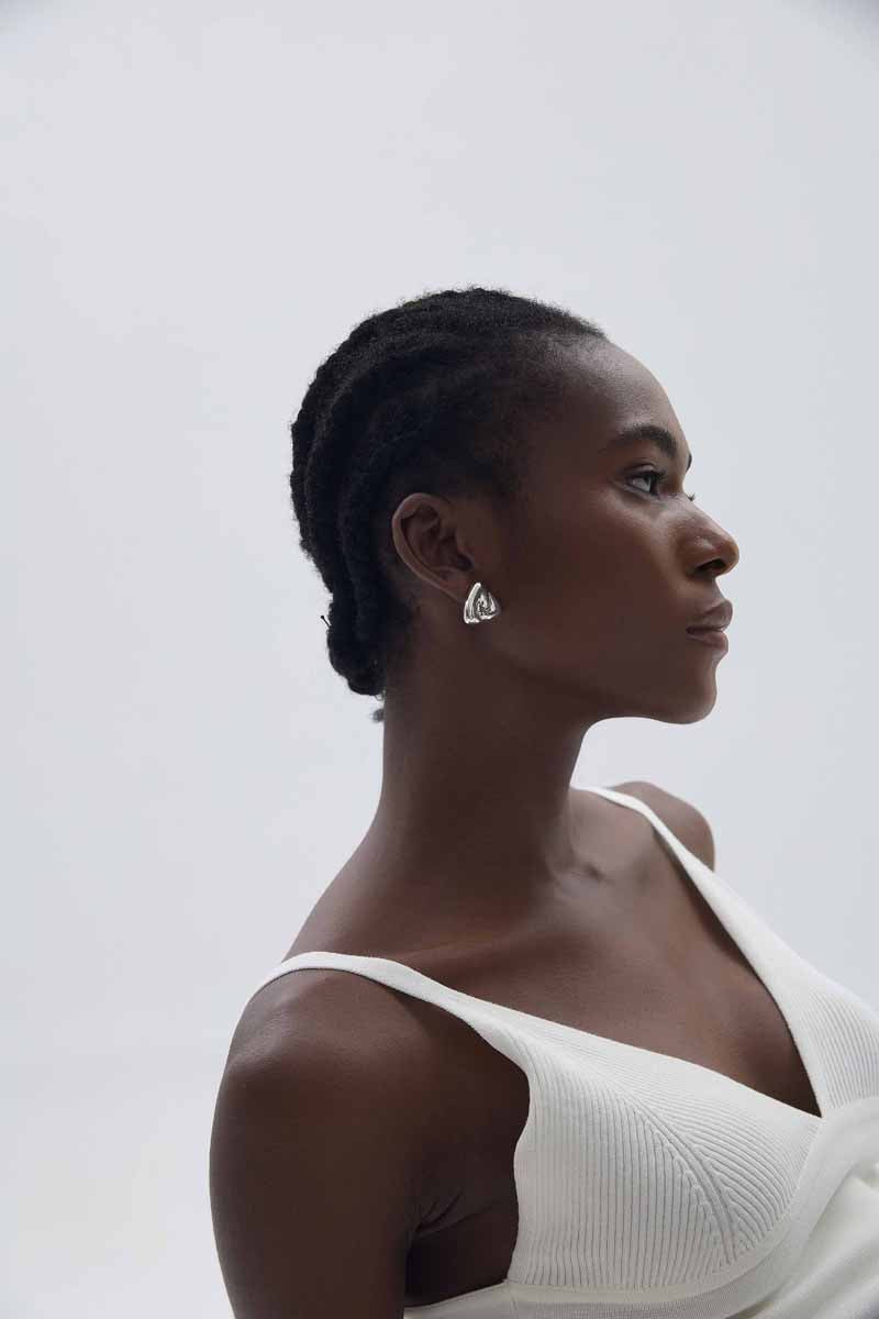 🌹Fine Jewelry Women Electroforming Women Modern Geometry Rotating Triangle S999 Sterling Silver  Chunky Stud Earrings