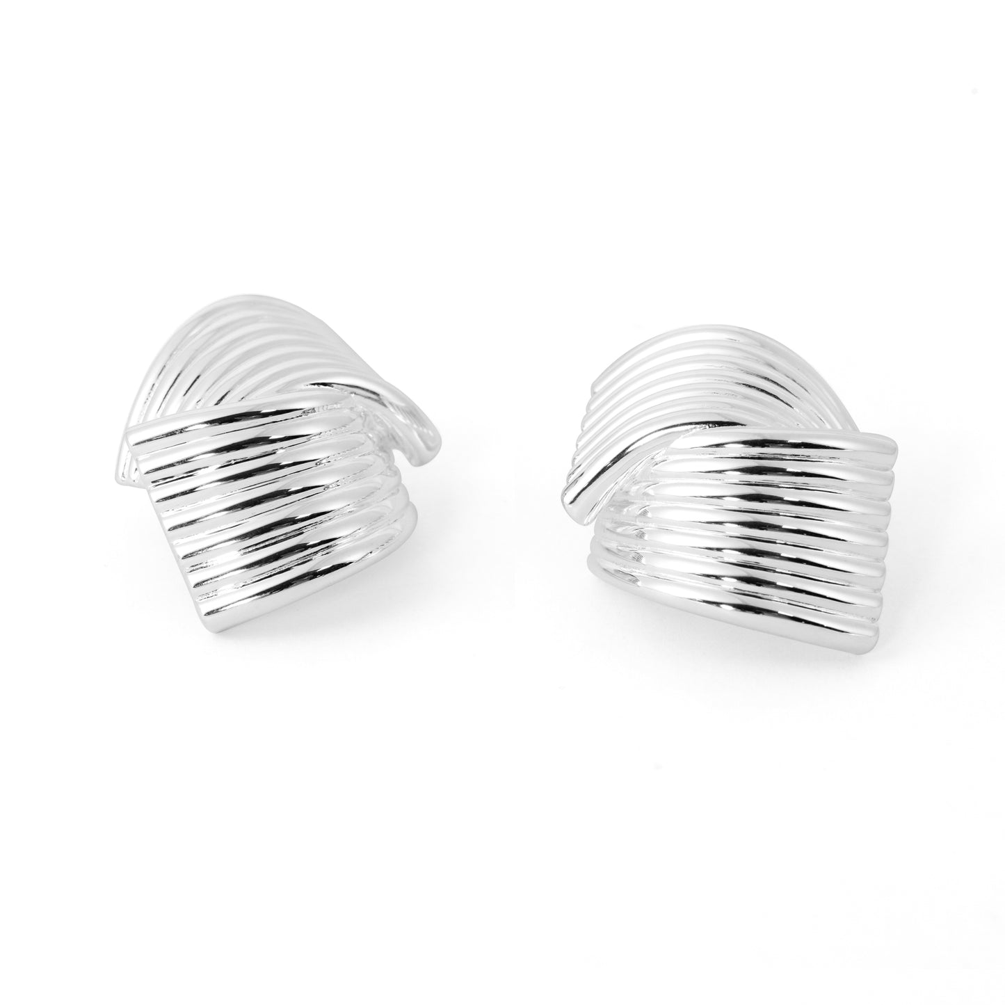 🍷Fine Jewelry Statement Chunky Electroforming Classic Double Geometry Cross 999 Sterling Silver Stud Earrings