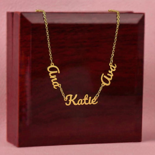 Multiple Name Necklace - Polished stainless steel or 18k yellow gold finish