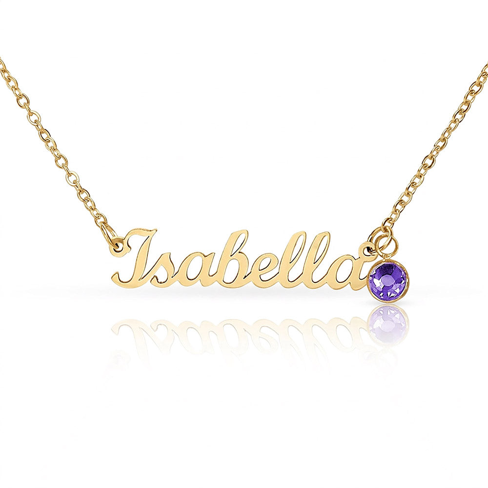 Custom Name Necklace with Birthstone