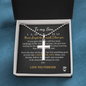 To My Son Love You Forever 18k White Gold Cross Pendant Artisan-Crafted Necklace