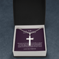 To My Daughter Love You Forever 18k White Gold Artisan-Crafted Cross Necklace with Ball Chain