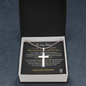 To My Son Love You Forever 18k White Gold Cross Pendant Artisan-Crafted Necklace