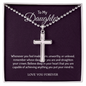 To My Daughter Love You Forever 18k White Gold Artisan-Crafted Cross Necklace with Ball Chain