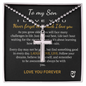 To My Son Love You Forever 18k White Gold Cross Pendant Artisan-Crafted Necklace