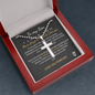 To My Son Love You Forever 18k White Gold Cross Pendant Artisan-Crafted Necklace