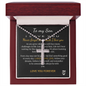 To My Son Love You Forever 18k White Gold Cross Pendant Artisan-Crafted Necklace