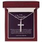 To My Daughter Love You Forever 18k White Gold Artisan-Crafted Cross Necklace with Ball Chain