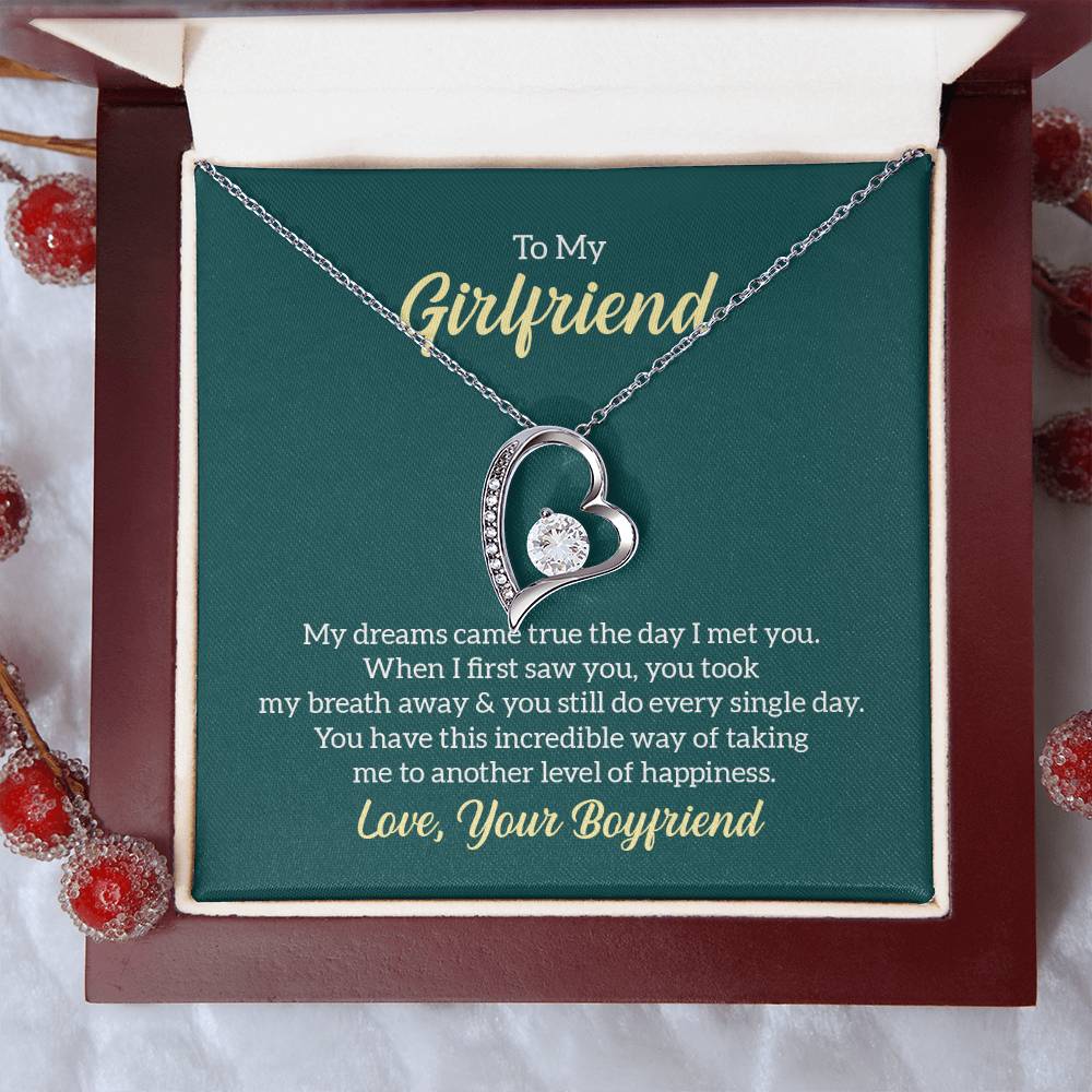 To My Girlfriend | Romantic Heart Necklace with Dazzling Crystal Accents