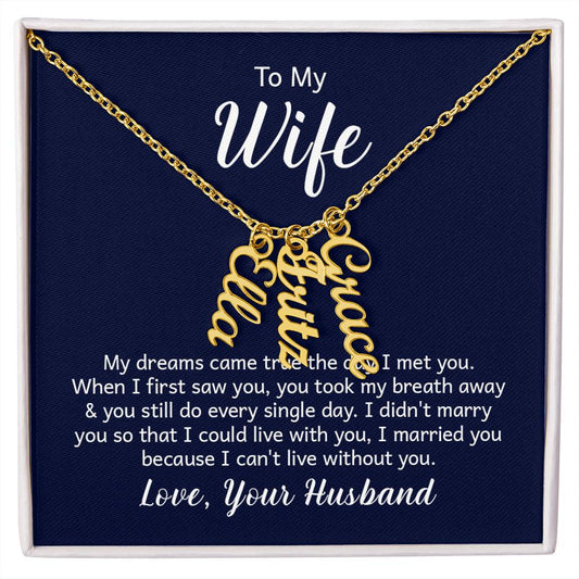 Personalized Multiple Name Necklace | Custom Vertical Names | 18K Gold or Stainless Steel