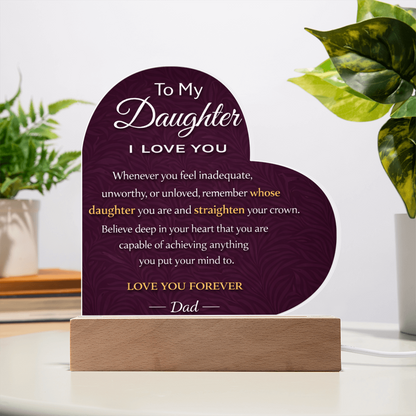 💖To My Daughter Personalized Heart Acrylic Plaque Love You Forever Engraving