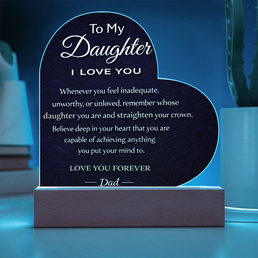💖To My Daughter Personalized Heart Acrylic Plaque Love You Forever Engraving