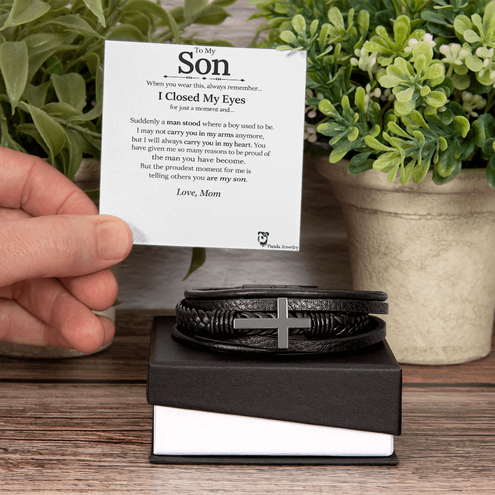 To My Son - Forever Linked Cross Bracelet