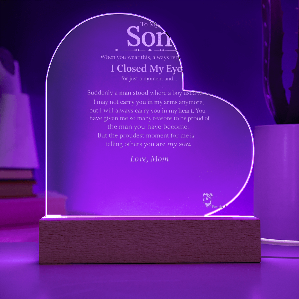 To My Son Personalized Engraved Lighted Acrylic Plaque