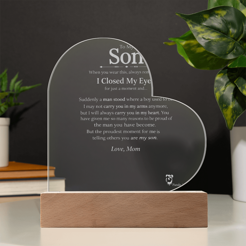To My Son Personalized Engraved Lighted Acrylic Plaque