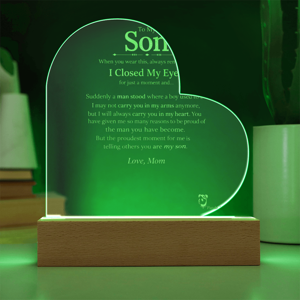 To My Son Personalized Engraved Lighted Acrylic Plaque