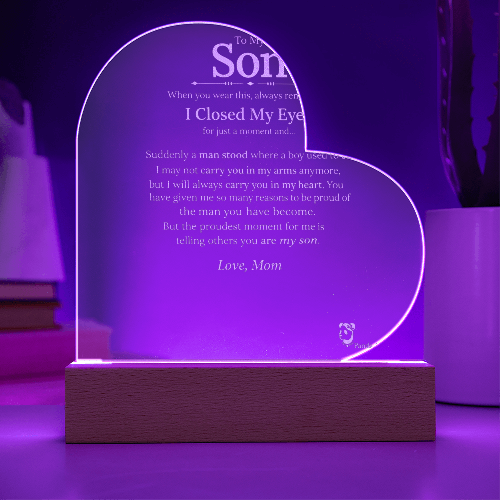 To My Son Personalized Engraved Lighted Acrylic Plaque