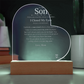 To My Son Personalized Engraved Lighted Acrylic Plaque