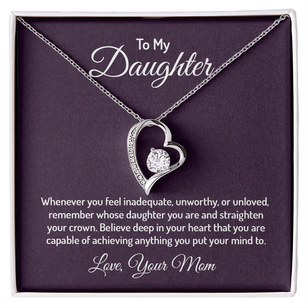 To My Daughter | Forever Love Necklace Gift from Mom | 14k white gold or 18k yellow gold