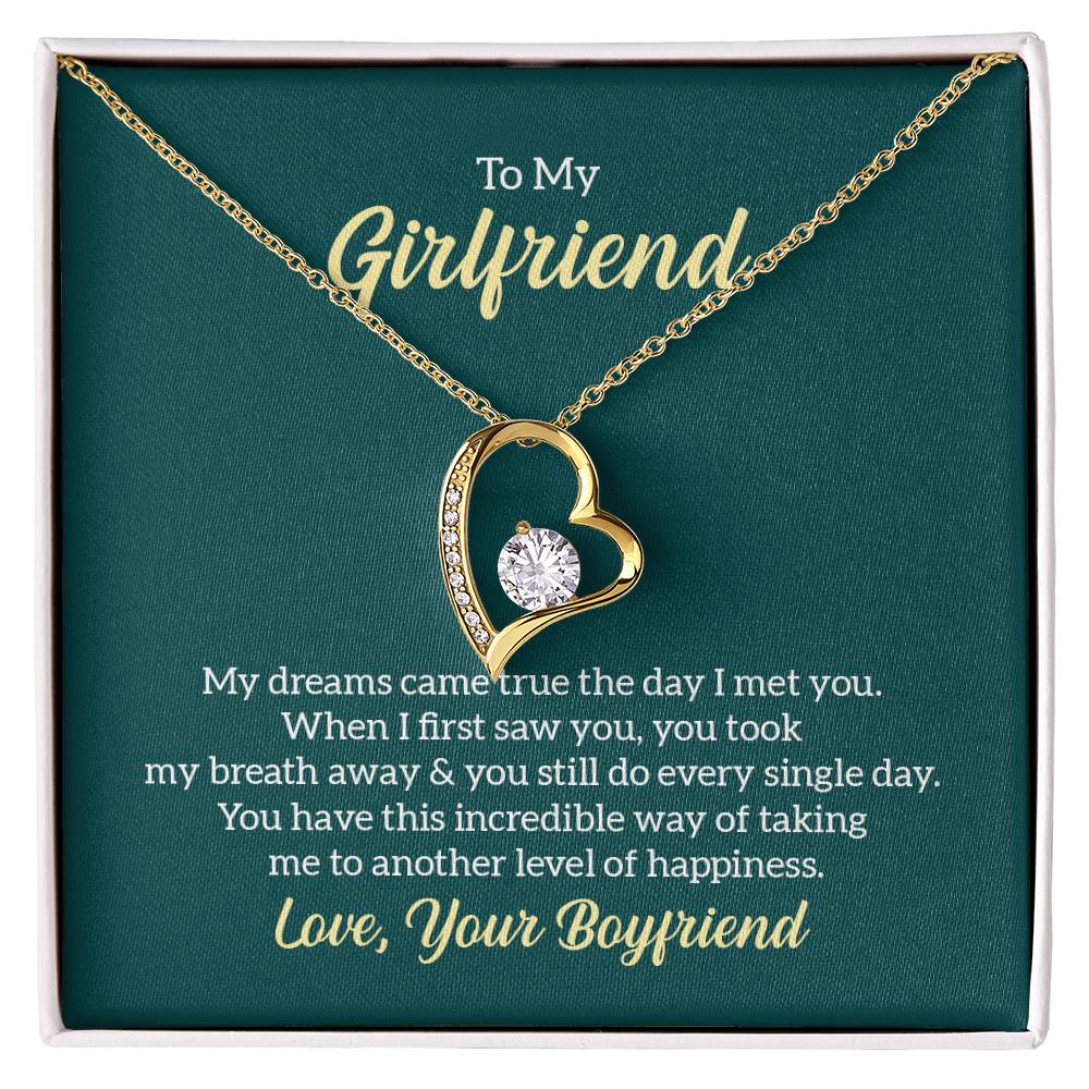 To My Girlfriend | Romantic Heart Necklace with Dazzling Crystal Accents