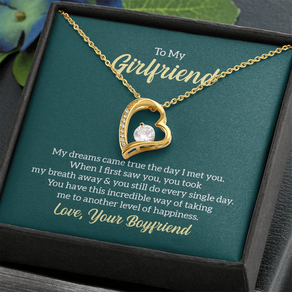 To My Girlfriend | Romantic Heart Necklace with Dazzling Crystal Accents