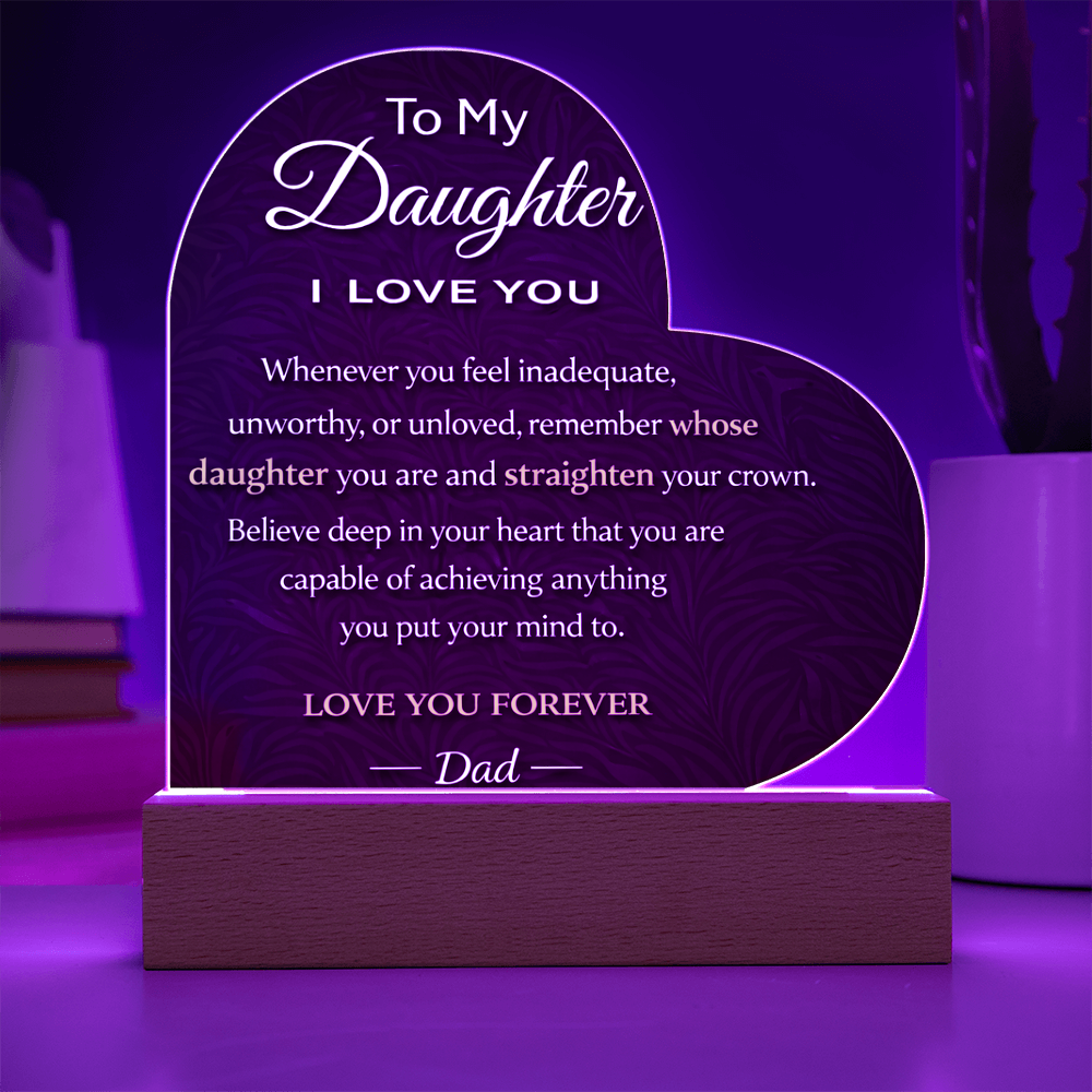 💖To My Daughter Personalized Heart Acrylic Plaque Love You Forever Engraving