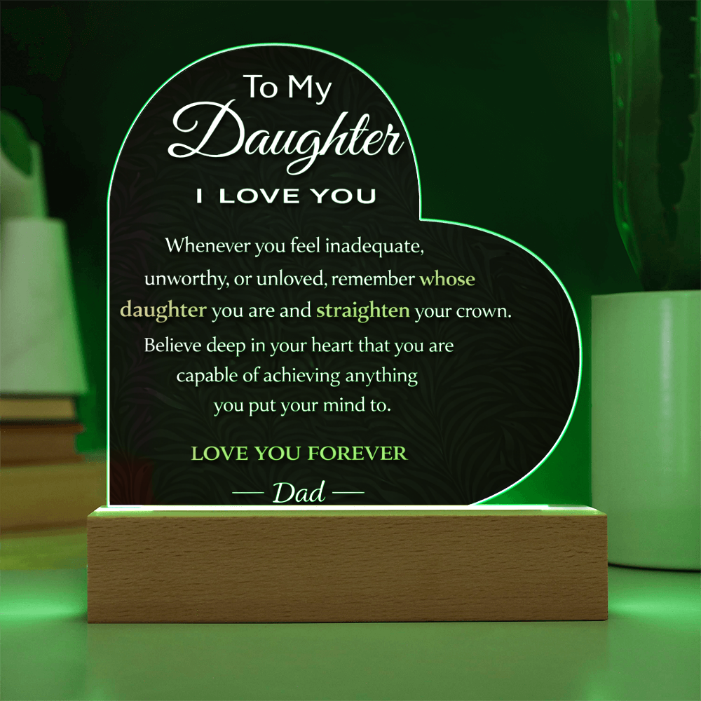 💖To My Daughter Personalized Heart Acrylic Plaque Love You Forever Engraving