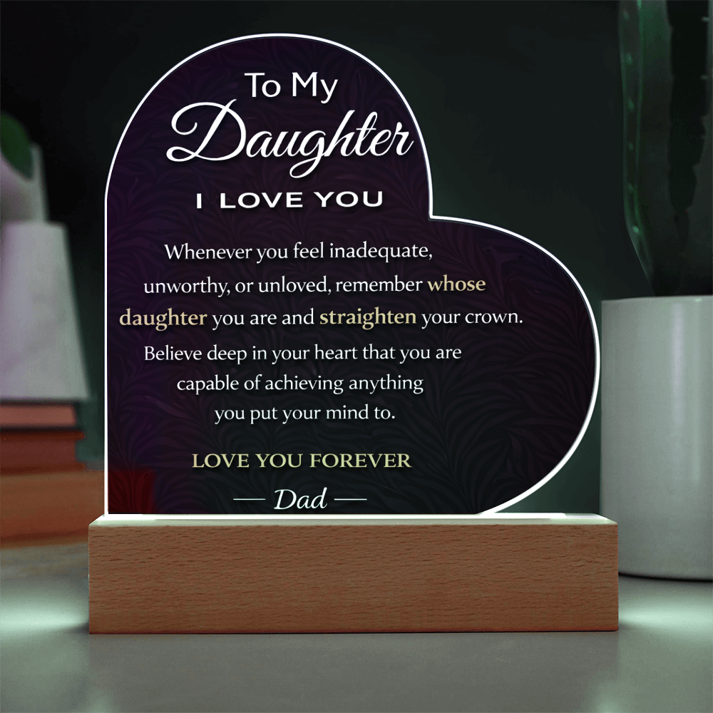💖To My Daughter Personalized Heart Acrylic Plaque Love You Forever Engraving