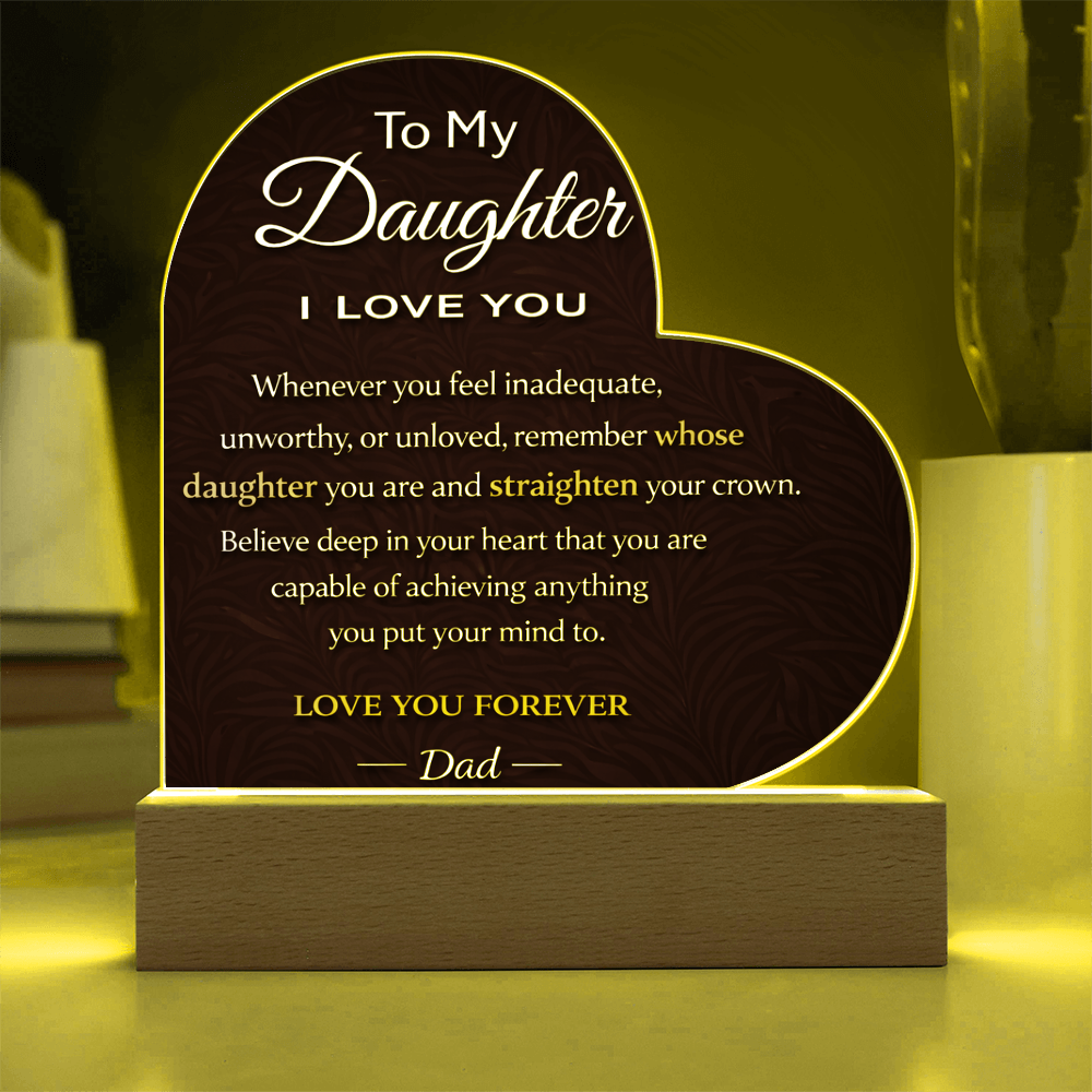 💖To My Daughter Personalized Heart Acrylic Plaque Love You Forever Engraving
