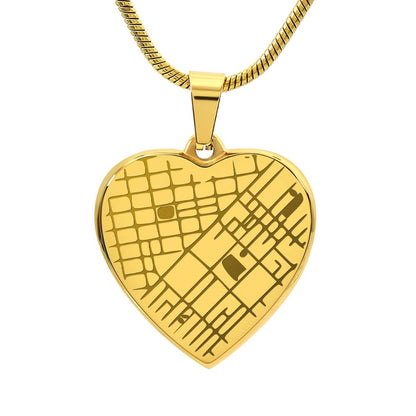 Engraved Heart Map Necklace – Personalized Location Pendant for Her