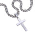Personalized Cross with Cuban Link Chain 18k yellow gold finish or polished stainless steel