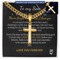 Personalized Cross with Cuban Link Chain 18k yellow gold finish or polished stainless steel