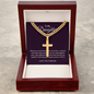 Personalized Cross with Cuban Link Chain 18k yellow gold finish or polished stainless steel