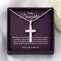 To My Daughter Love You Forever 18k Yellow Gold Artisan-Crafted Cross Necklace with Ball Chain